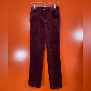 Chicos Maroon Corduroy Pants Sz 000 (0)